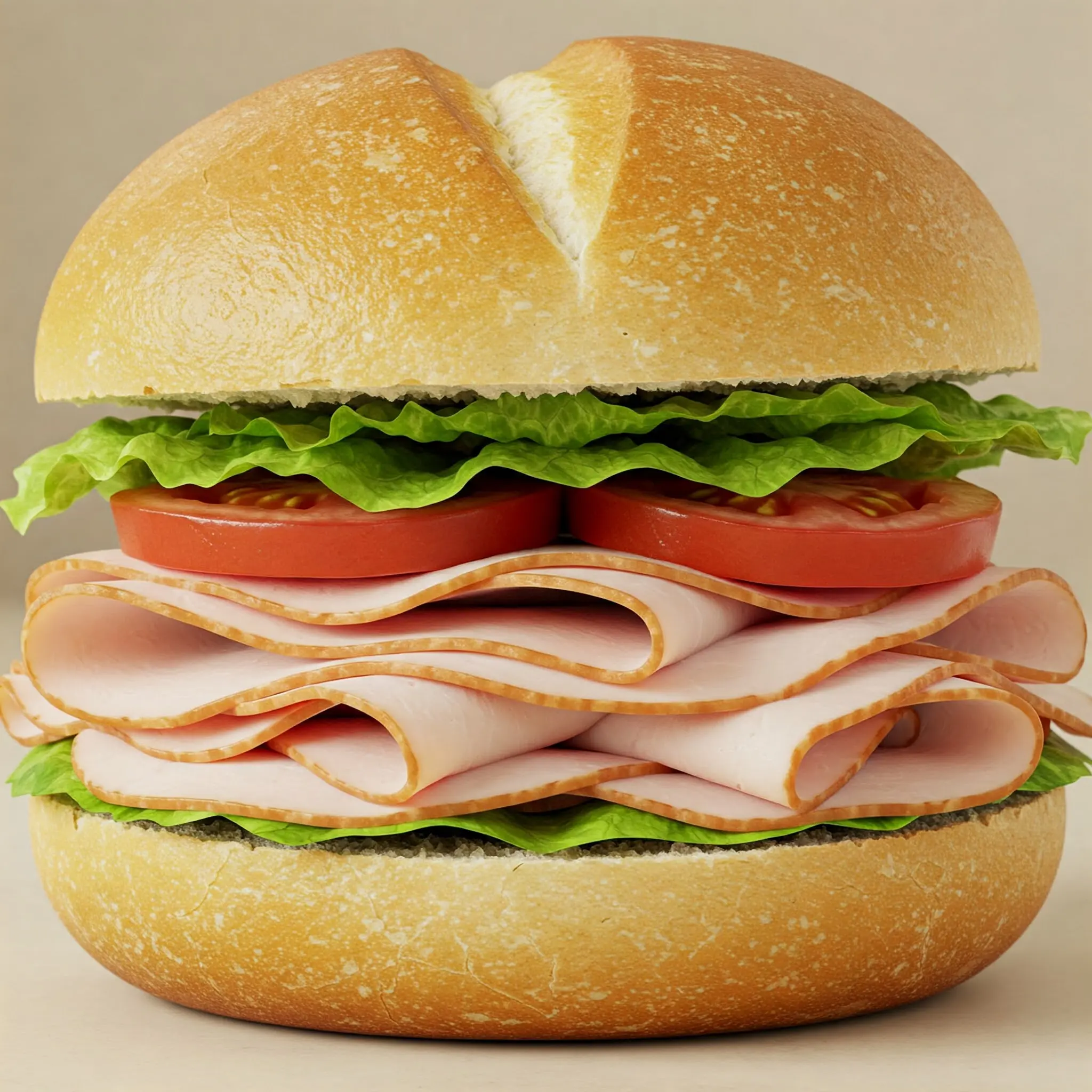 Turkey sandwich with lettuce and tomato.