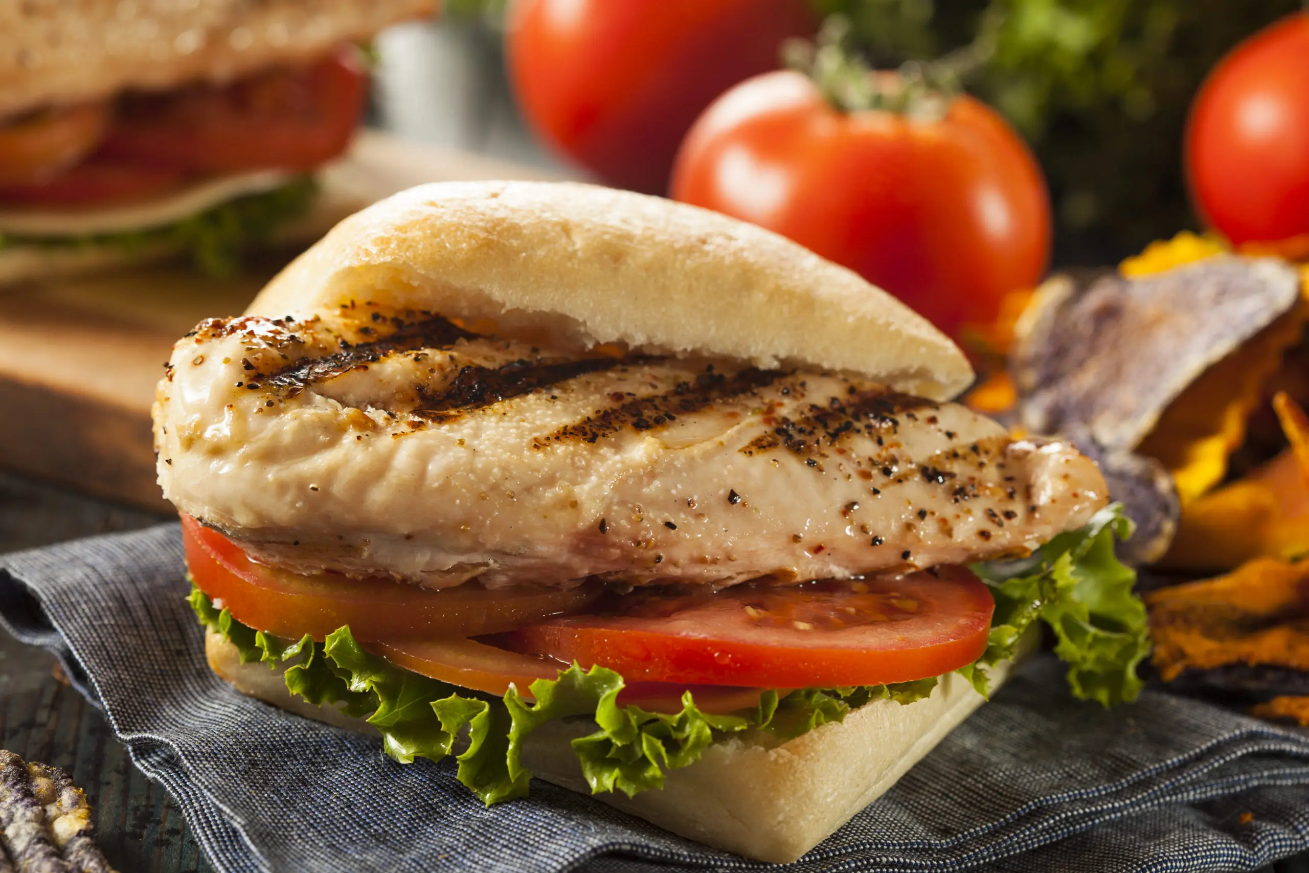 Healthy Grilled Chicken Sandwich with Veggie Chips
